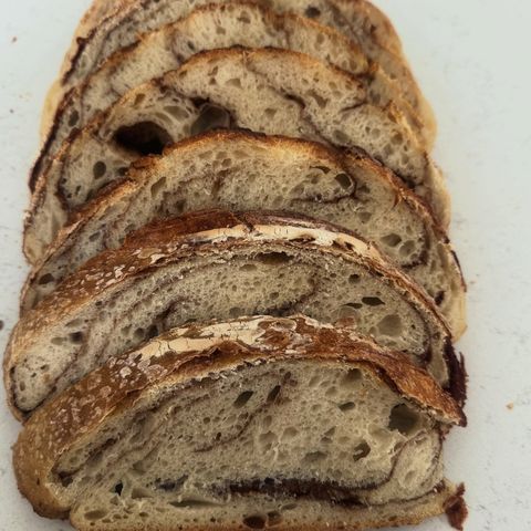 Cinnamon sugar swirl sourdough sliced